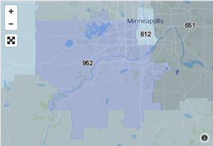 952 Area Code Map