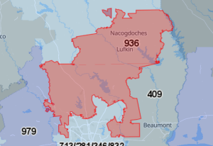 Area Code 936 Map