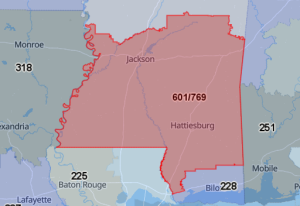 Area Code 601 Map
