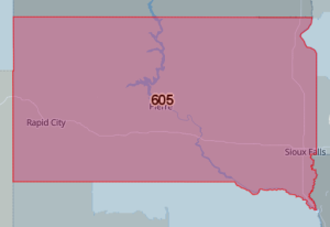 Area Code 605 Map