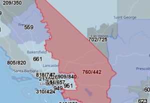 Area Code 760 Map