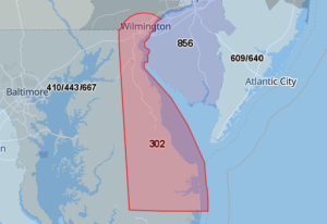 Area Code 302 Map